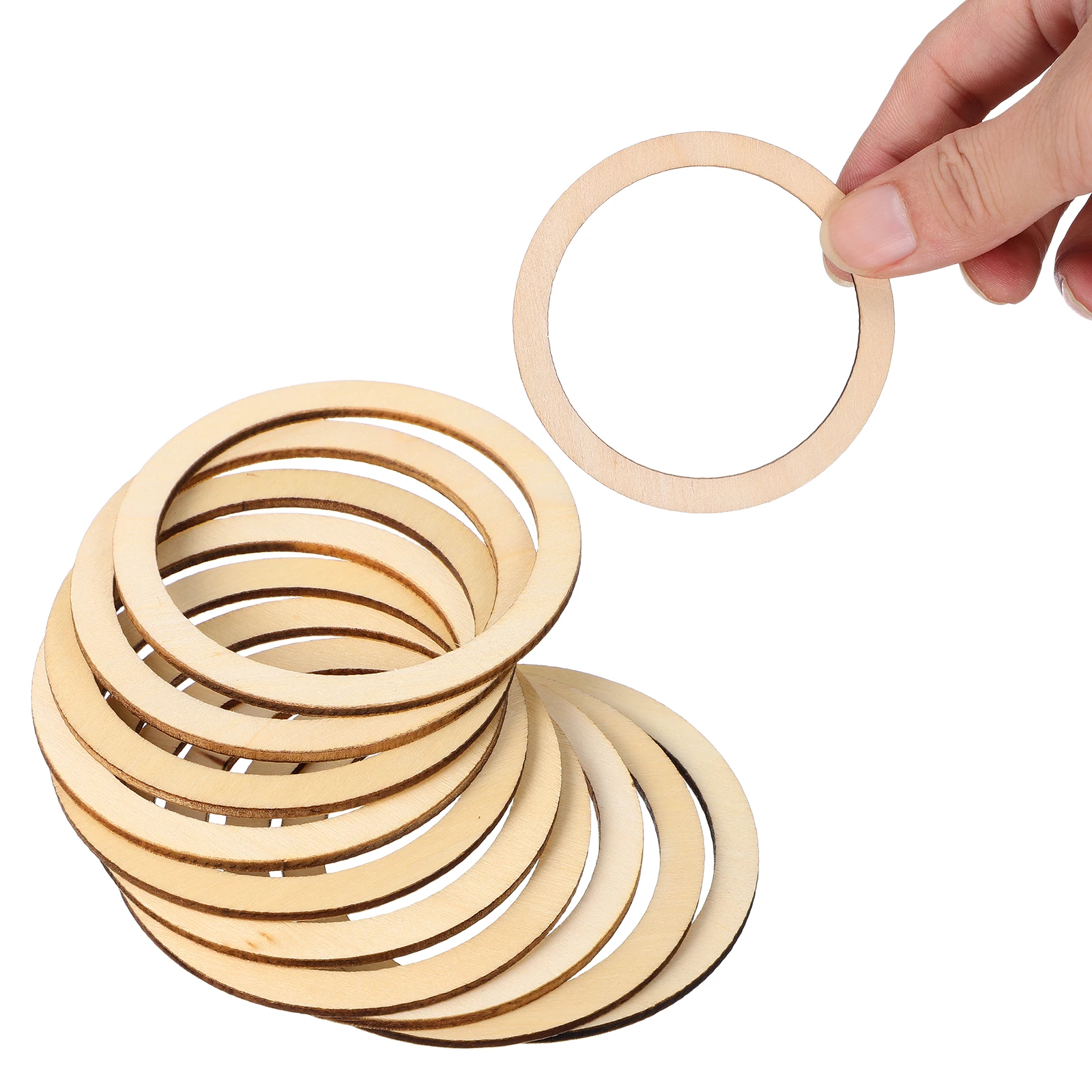 

50pcs Diy Craft Wood Chips Decorative Accessories Hollowed Round Wooden Pieces 7.5Cm Scrapbooking Embellishments