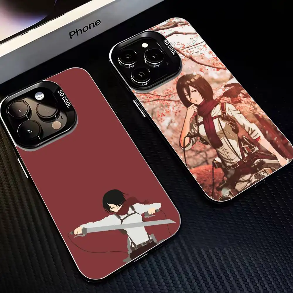 

Attack on T-Titan Mikasa Ackerman Phone Case For iPhone 16,15,14,13,12,11,Mini,Pro,MAX Black Matte Shockproof Cover