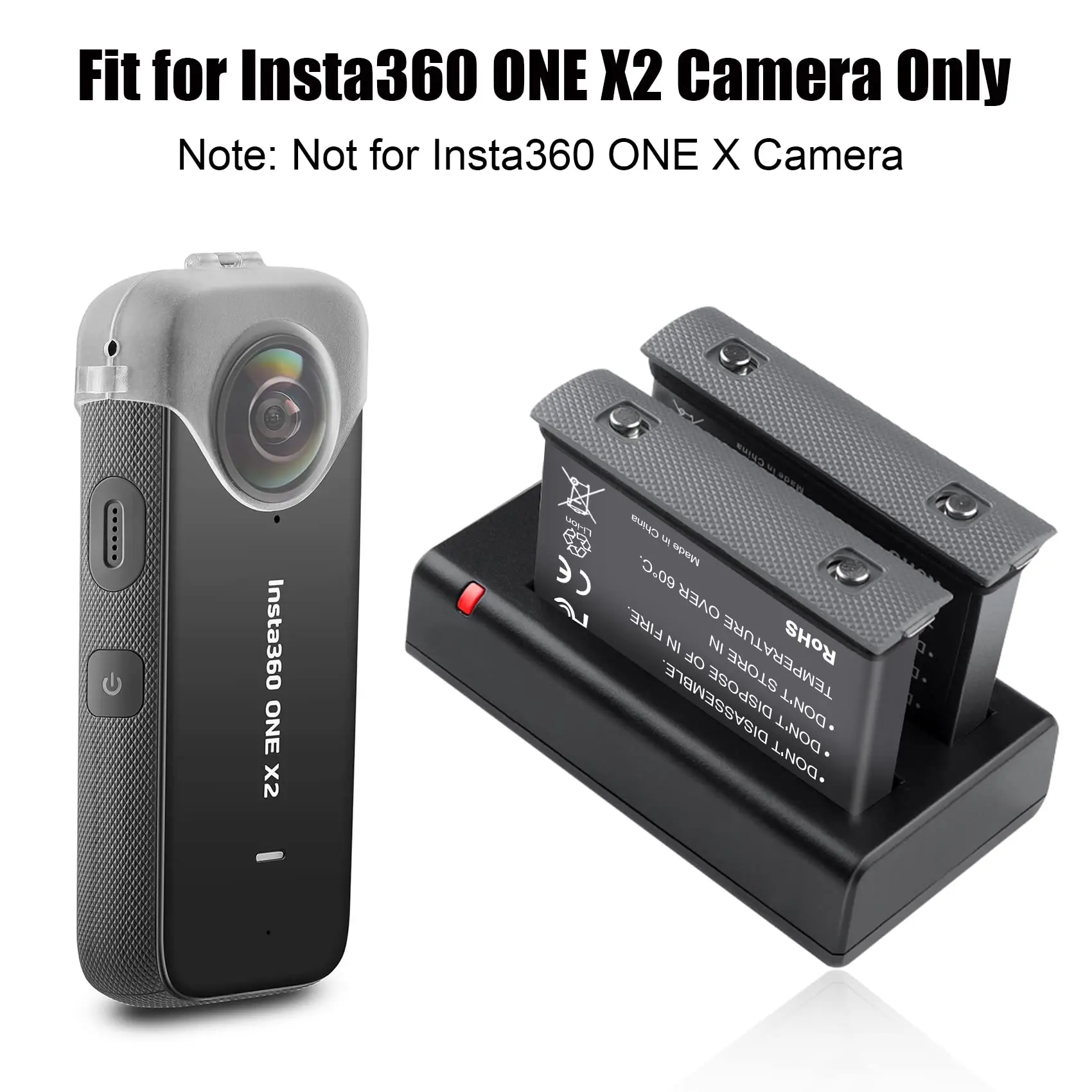 For Insta360 ONE X2 Battery 1800mAh Replacement for Original Battery Dual USB Charger for Insta360 Accessory 2 Pack  Battery image 2