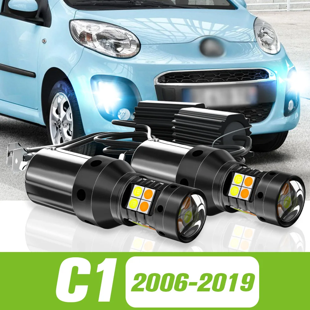 

2pcs For Citroen C1 2006-2019 Dual Mode LED Turn Signal+Daytime Running Light DRL 2011 2012 2013 2014 2015 2016 2017 Accessories