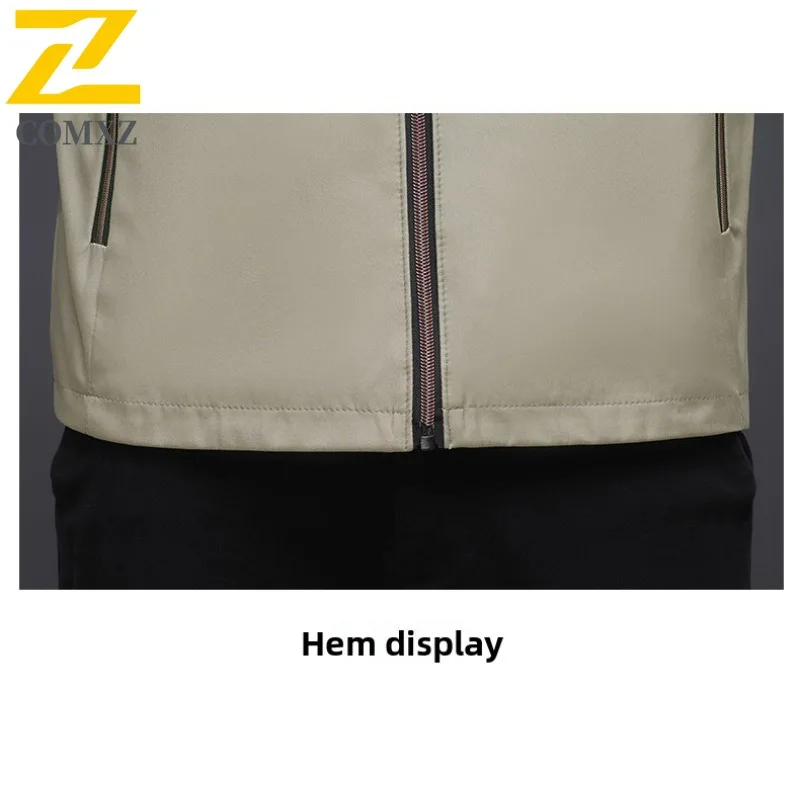 سترة COMXZ Urban للرجال مريحة للأعمال غير رسمية معطف واق من المطر أنيق بياقة واقفة نمط يومي خفيف الوزن ملابس خريف جديدة #6