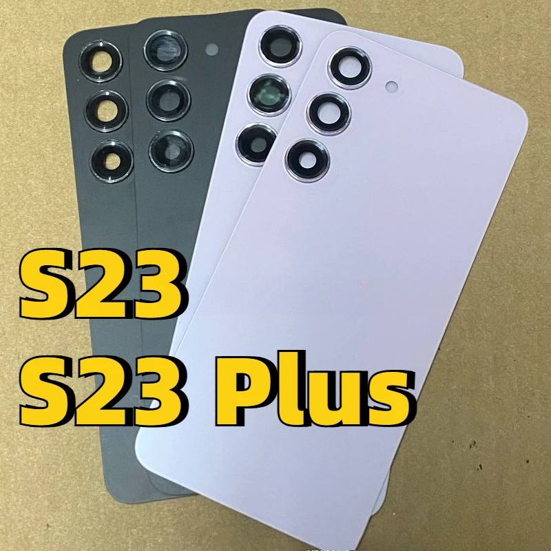 for-samsung-s23-s911b-s23-plus-s23-s916b-back-glass-cover-battery-cover-replacement-rear-door-housing-case-with-camera-lens