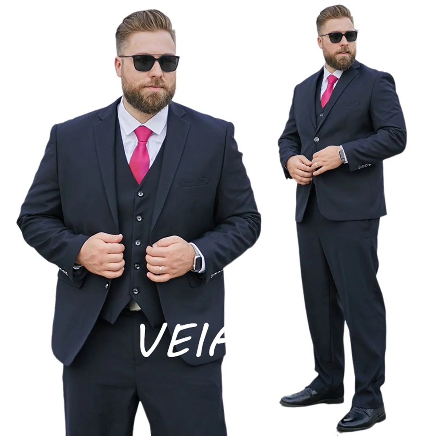 

Индивидуальный пиджак для мужчин 2023, мужской костюм для торжественных случаев, весенний темно-синий костюм из 3 предметов (куртка + жилет + брюки), облегающий костюм жениха