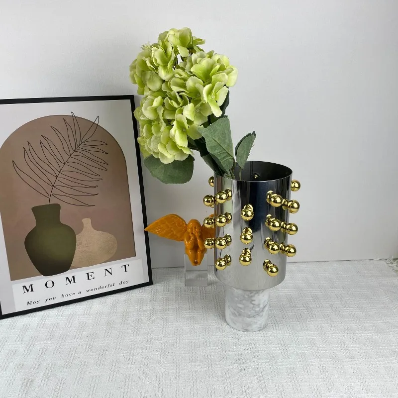 Creative Art Stainless Steel Marble Flower Ware Hotel, Sales Department Coffee Table Entrance Living Room Dining Table