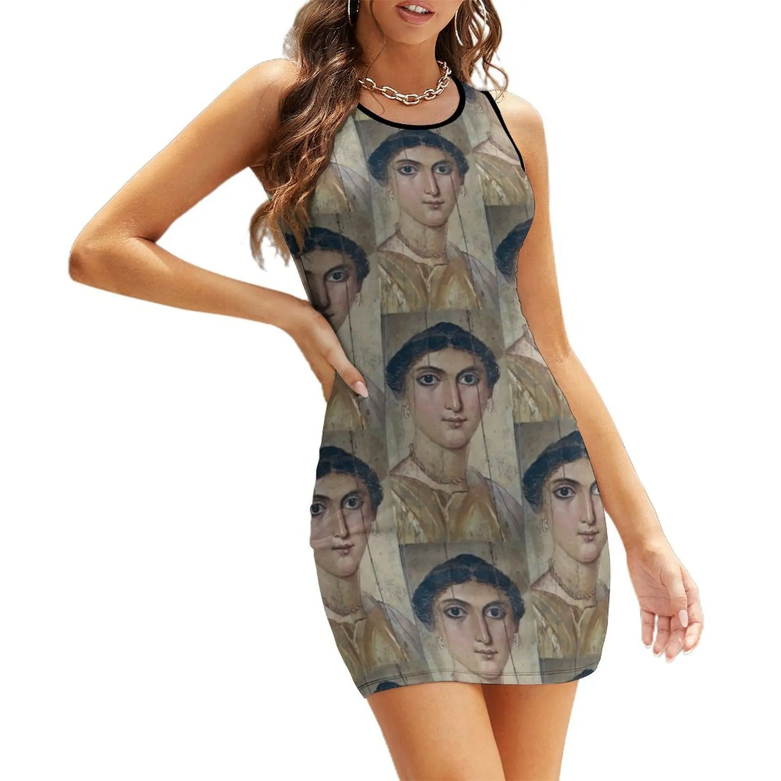 

Fayum mummy portrait ancient Egypt woman Sleeveless Sundress Women's summer dress dresses for women luxury dresses