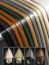 PU Leather Fabric Glossy Soft Leather Solid Color Oil Wax Leather Designer Waterproof Wrinkle Resistant Fabric for Sewing