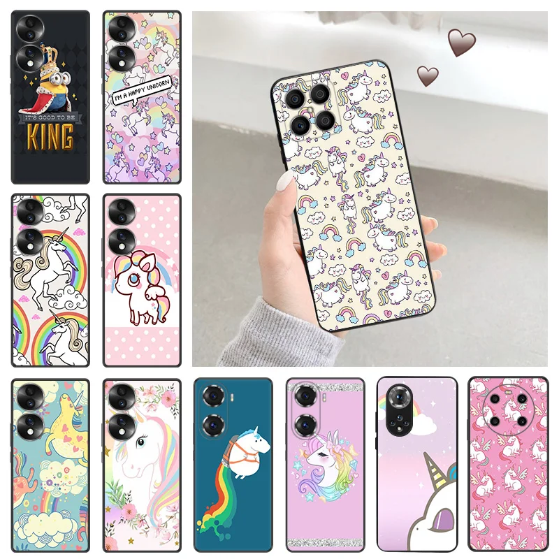 Soft Silicone Phone Case for Honor X7b X9b X6 X9a X7 X8b 70 90 Magic5 Rainbow Unicorn Agnes Huawei P20 P30 Pro P40 P-Smart Cover