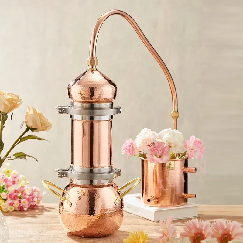 Red Copper Essential Oil Distiller Pure Dew Distiller Home Brewing Equipment High Concentration Essential Oil Extractor 3L