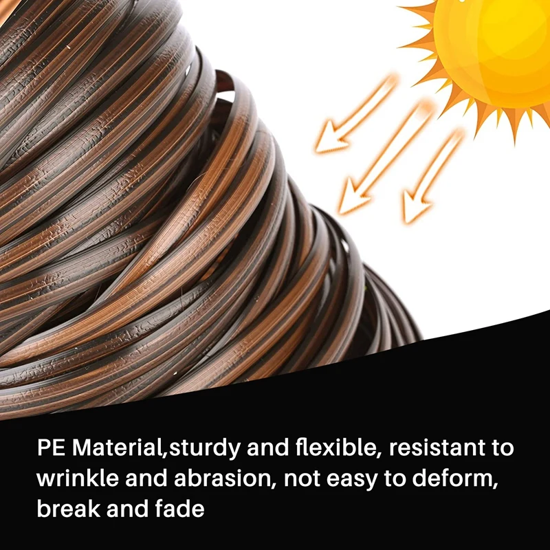 Coffee Gradient Flat Synthetic Rattan Weaving Material Plastic Rattan For Knit And Repair Chair Table Storage Basket
