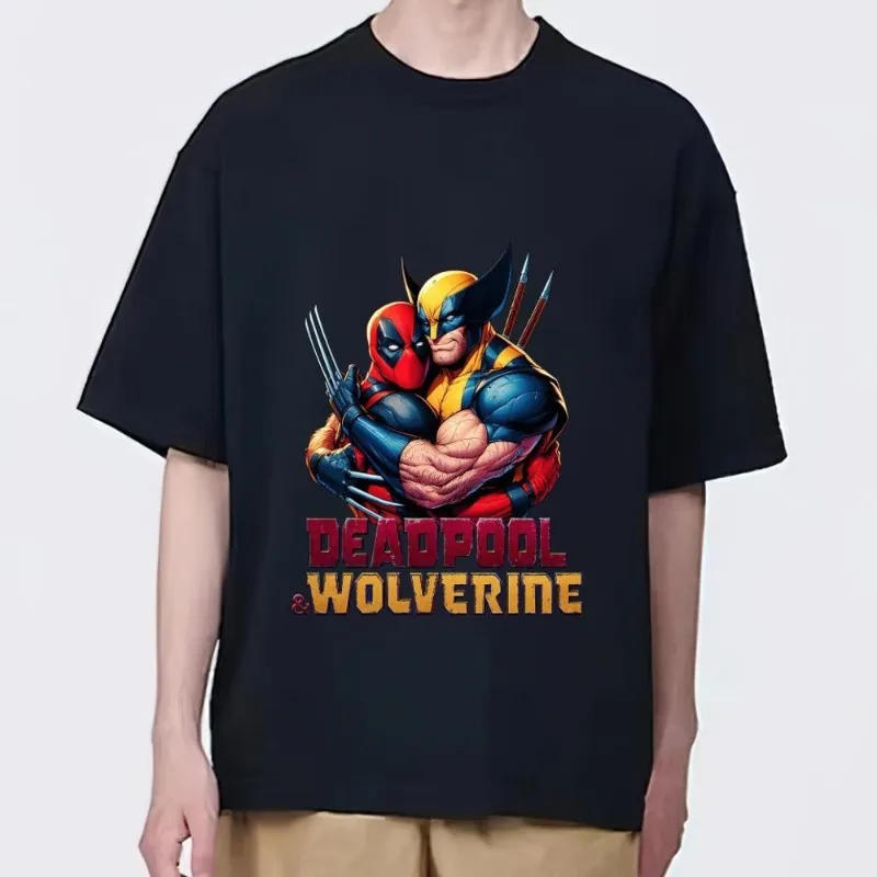 MINISO Daily Deadpool Wolverine T Shirt for Men Versatile Combination Clothes Short Sleeve Collar Fashion Woman Cotton Tops