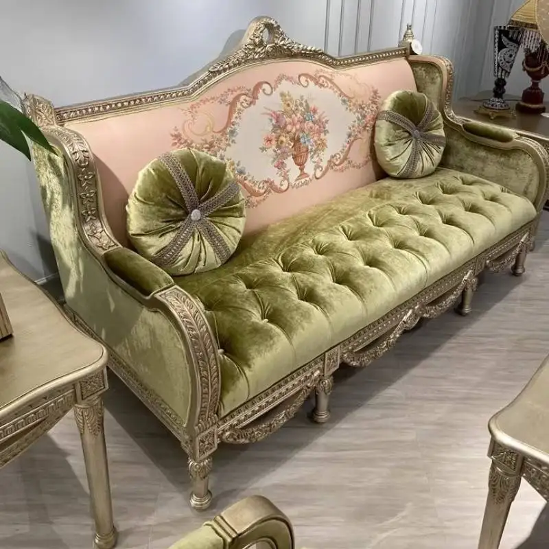 Gothic Flower Living Room Sofas Green European Luxury Corner Lounge Living Room Sofas Lazy Nordic Muebles Para Hogar Furniture