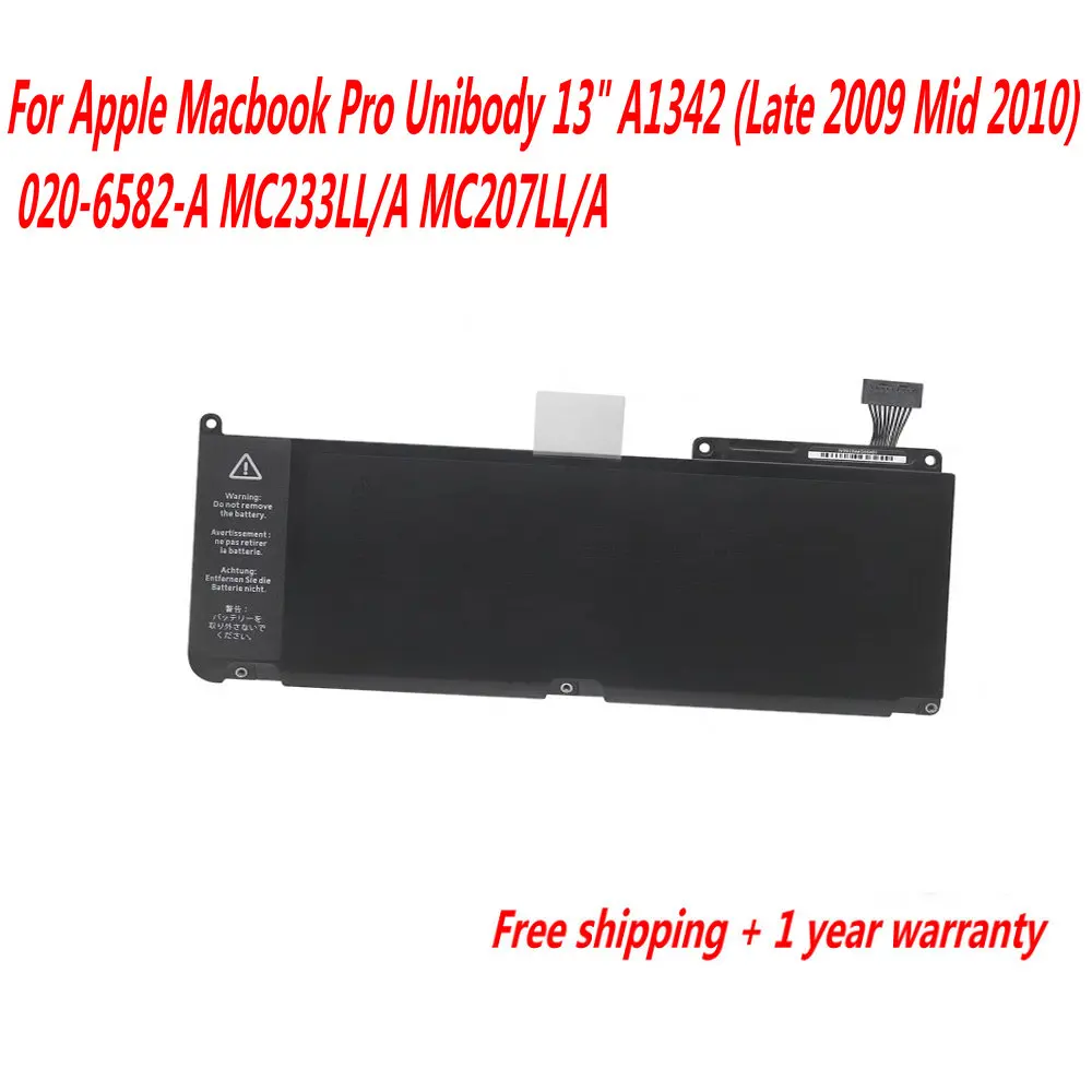 

NEW A1331 Laptop Battery For Apple Macbook Pro Unibody 13" A1342 (Late 2009 Mid 2010) 020-6582-A MC233LL/A MC207LL/A