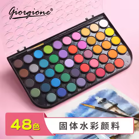 48 Colors Solid Watercolor Paint Set Water Soluble Honeycomb Pigment Box with Paintbrush For Beginners Painting Gift акварель