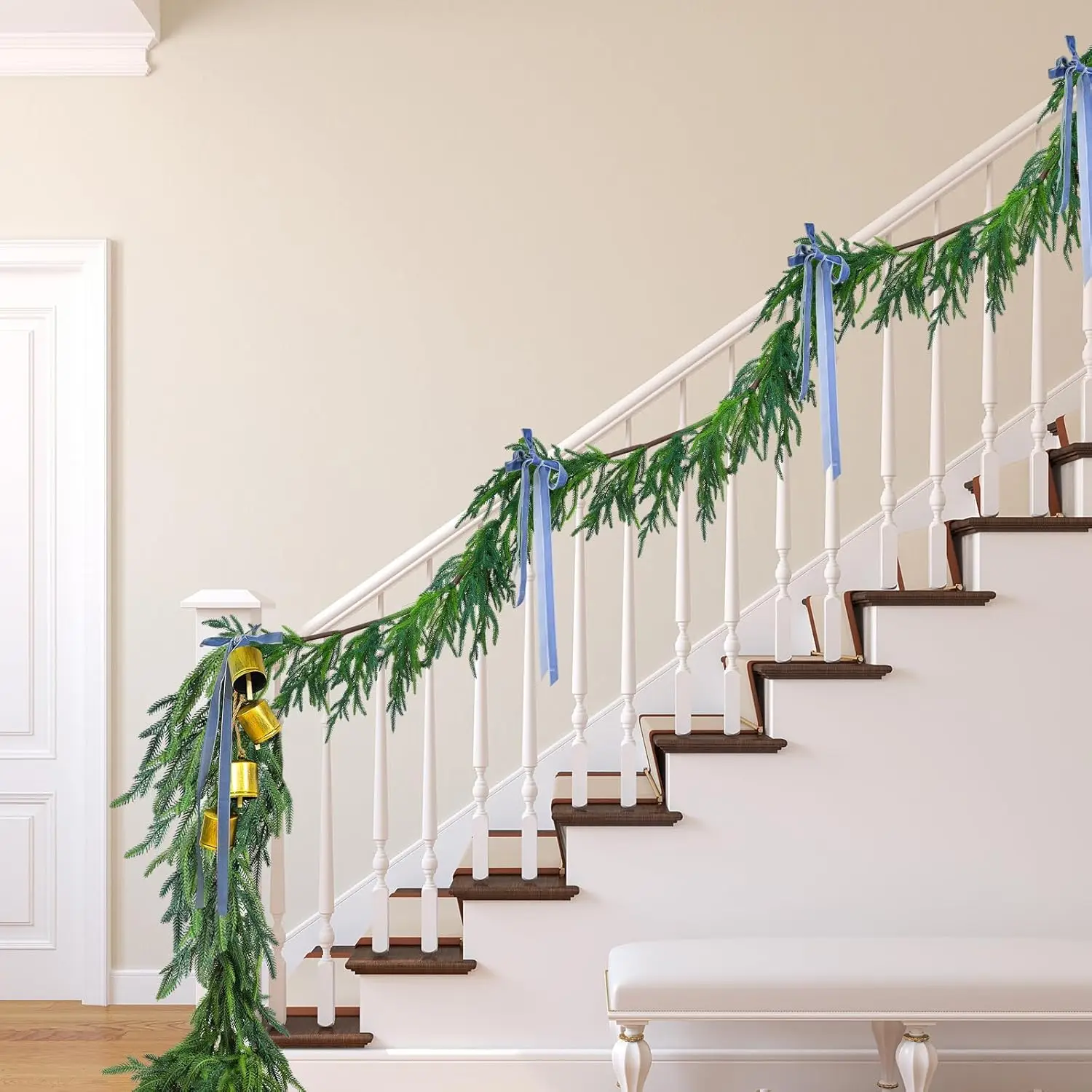 Garland Realistic Artificial Faux Greenery Garland Cedar Garland for Mantle Holiday Indoor