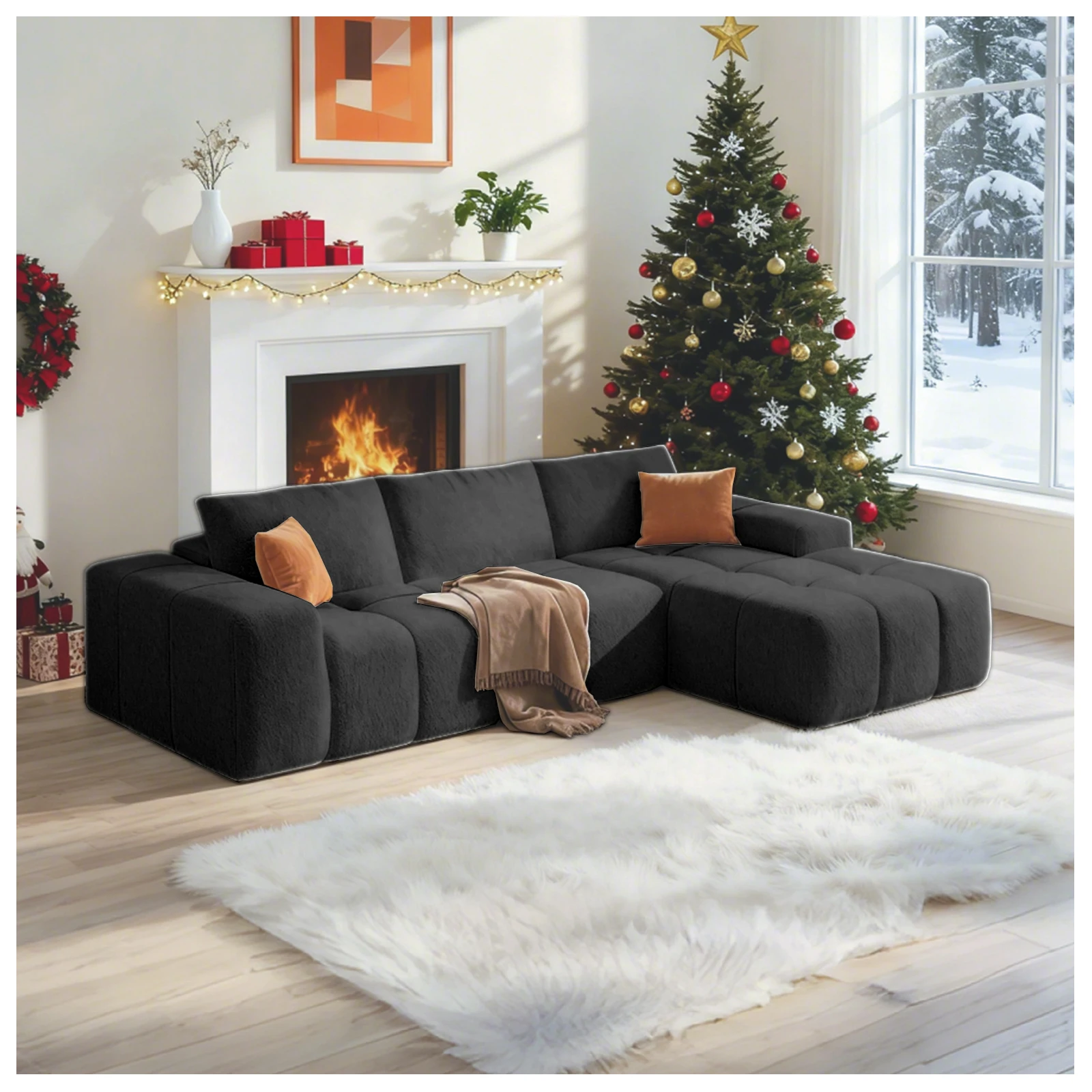 Modular Sectional Sofa with L-Shape Chaise, Corduroy Fabric Sectional Couches for Living Room&Home Office(available in 4 colors)