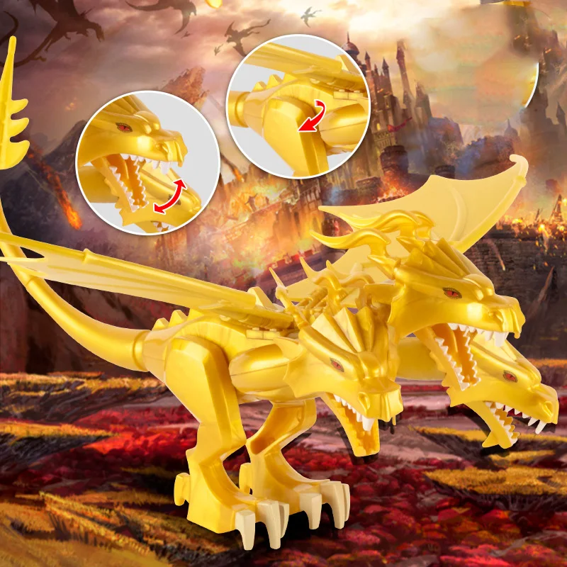 2023 MOC 18cm GodAzillas King Ghidorah Three Head Kidorah Golden Dragon Animals Model Action Figure Collection Monster Toy Kids