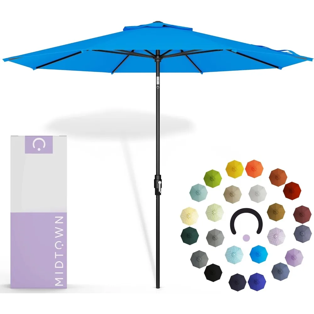 

Midtown 10 Feet Large Outdoor Umbrella - Cobalt (Blue) Polyester Fabric, Patio Cover, Aluminum Frame, Pool & Deck Umbrella - Bla