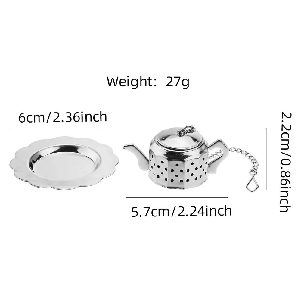 Teapot Shape Tea Infuser Long Chain Hook Stainless Steel Tea Leaf Filter Diffuser Easy Clean Reusable Spice Infuser Flower Tea
