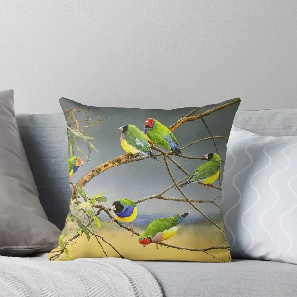 Lucky Seven (Gouldian Finches) Throw Pillow Cushions For Sofa Pillow Covers Decorative pillow