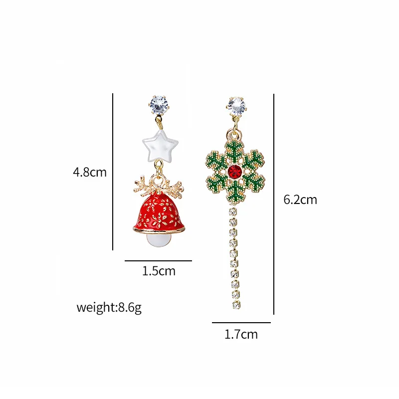 Boucles d'oreilles pendentif arbre de noël, nouvel an, bijoux pour femmes, filles, couleur rouge, cloche, fleur de neige, accessoires, cadeau de fête, nouvelle tendance 2022