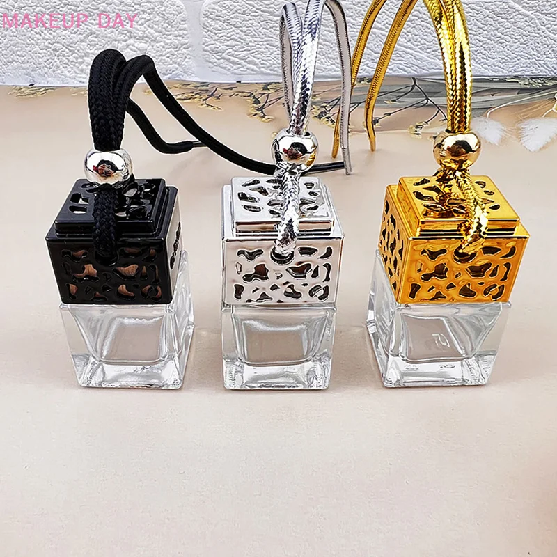 10ml Cube Glass Perfume Bottle Portable Essential Oil Diffuser DIY Hanging Pendant Fragrance Container Air Freshener Sample Vial