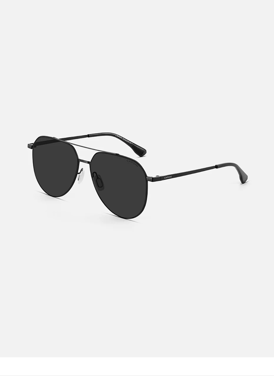 CAPONI Pilot Polarisierte Männer Schwarz Sonnenbrille Doppel Brücke Outdoor Fahren Sonnenbrille UV400 Original Design Schwarz Shades CP35713 – Detail 14