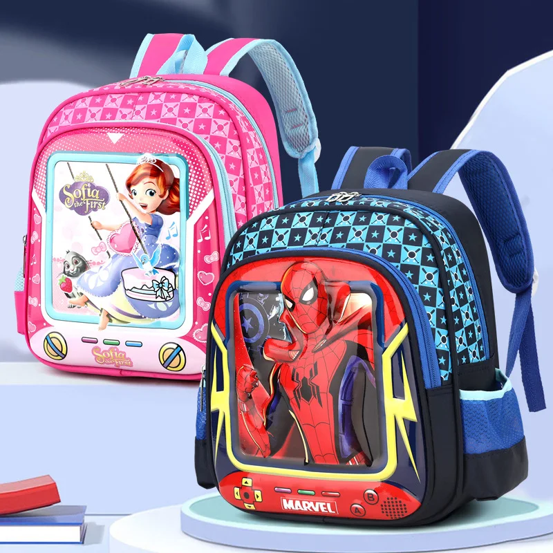 2023 New Spider Man Disney Frozen Elsa The Avengers Kindergarten Pupils Cartoon Schoolbag 3d Cartoon Backpack Trend Popular Bag