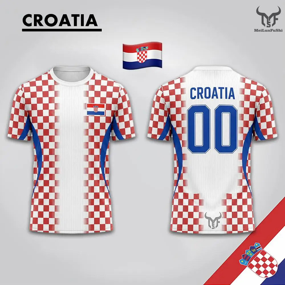 

2026 New Croatia Flag Print Football T-shirt Sport Casual Breathable Quick-drying Jersey Unisex Outdoor Fashion Soccer Uniform