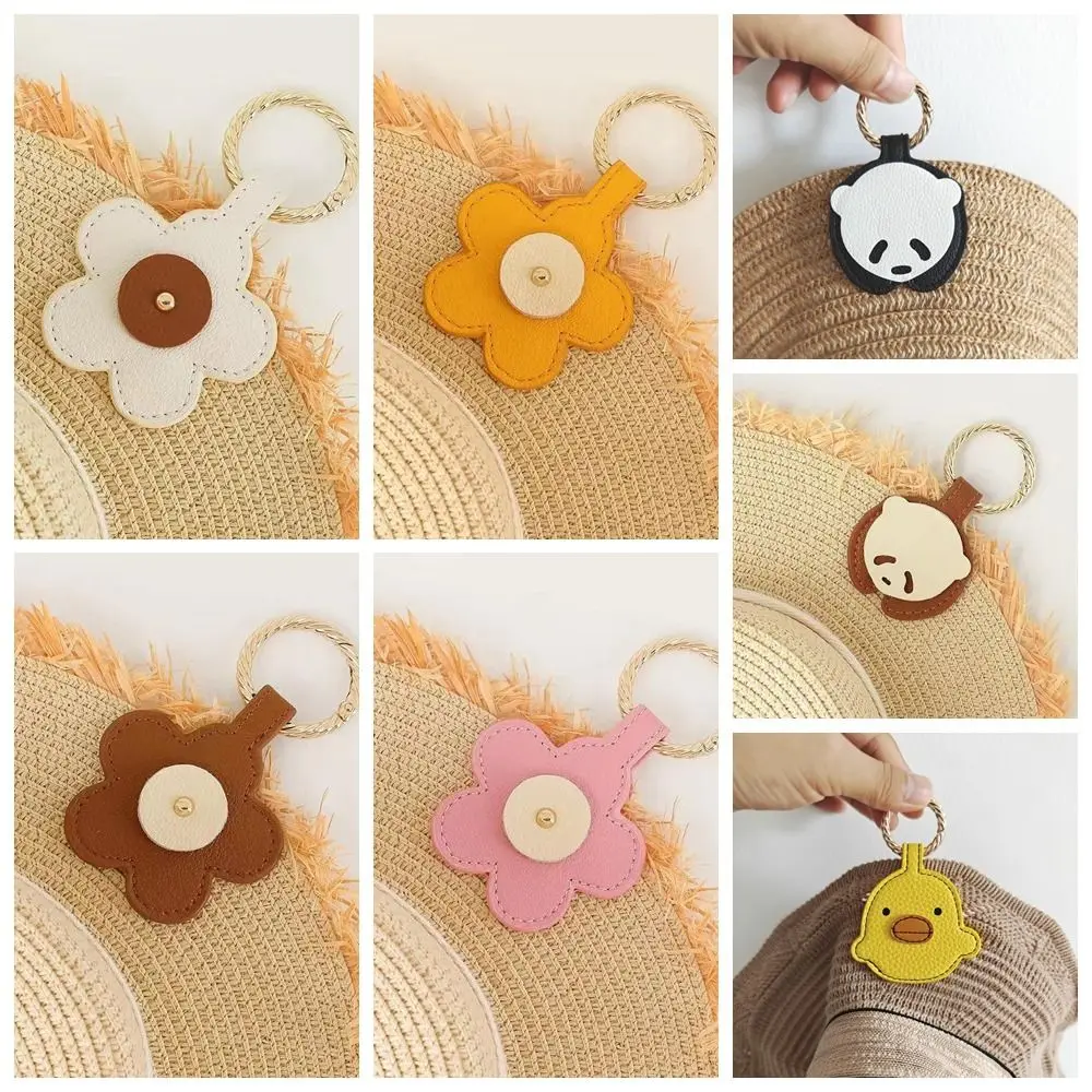 High Quality Anti-lost Pu Leather Magnetic Hat Clip Panda Animal Hat Holder Flower Wallet Buckle Beach