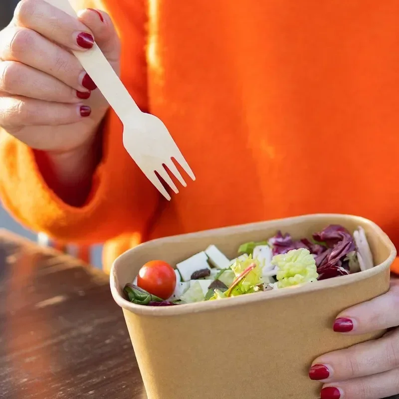 50/100 قطعة كعكة الفاكهة الخشبية الشوك النمط الغربي اللحوم ستيك المعكرونة أدوات المائدة القابل للتصرف حفل زفاف عيد ميلاد كعكة الملحقات #4