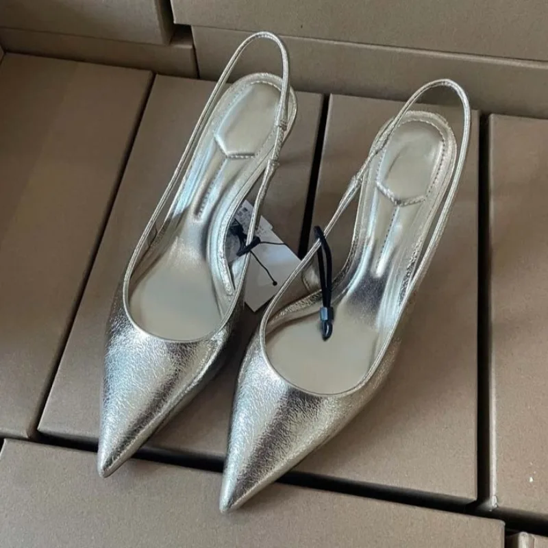 

High Heeled Pumps Women Pointed Toe Elegant Shoes Gold Sexy Fashion Sandals Woman 2025 New Luxury Designer Brand Dress