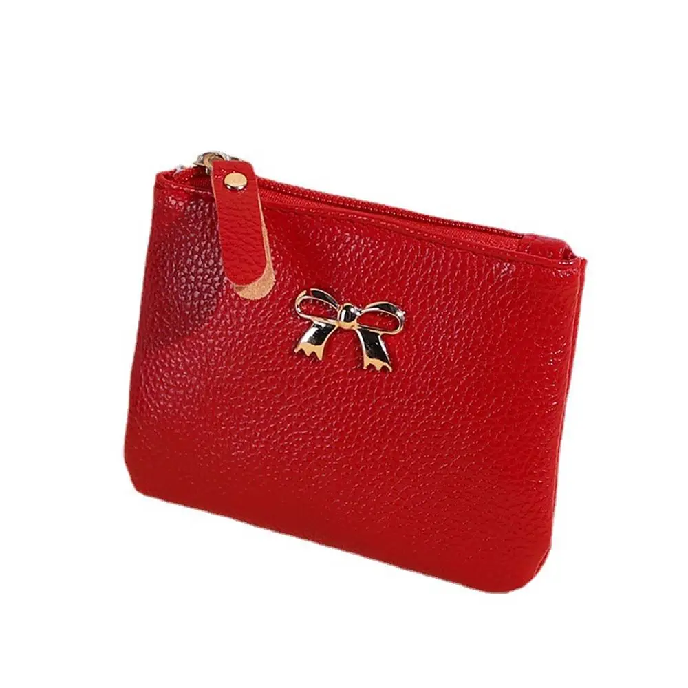 Porte-cartes en cuir PU solide pour femmes, mini porte-cartes à fermeture éclair, porte-cartes, poudres de cartes, pièce de monnaie, petit sac d'argent d'hectare, mode