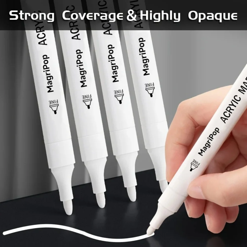 20/5/1pcs White Acrylic Marker,Permanent Pen Art Supplies for Black Paper Tire Plastic Stone Metal Painting for Artists Beginner image 5