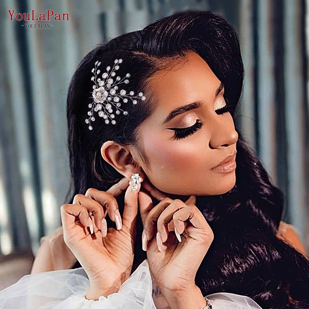 

YouLaPan Elegant Bridal Pearl Wedding Water Diamond Hairpin Handmade Exquisite Ladies Banquet Dancing Hair Accessories HP503
