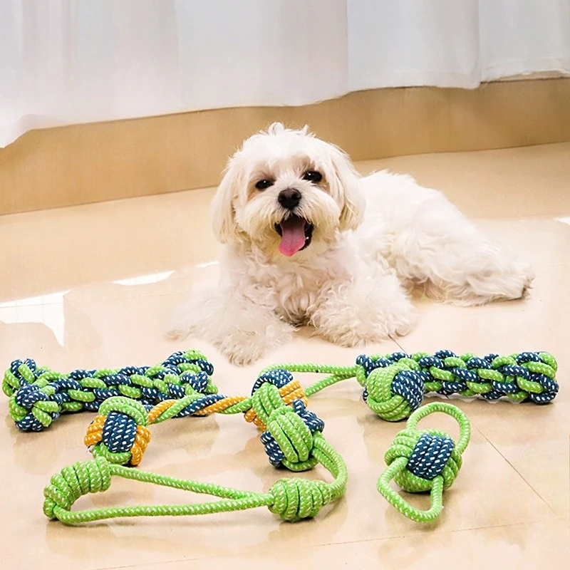 Hundespielzeug für Große und Kleine Hunde Interaktives Baumwollseil Mini Hundespielzeug Ball für Hunde Zubehör Zahnbürste Kauspielzeug für Welpen