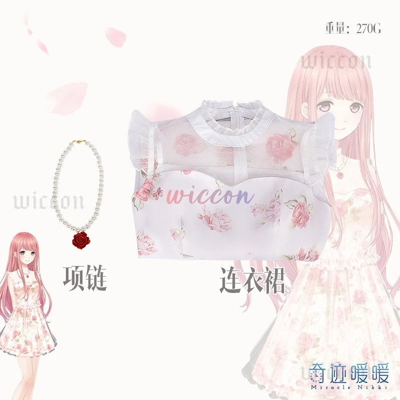 مجموعة أزياء نيكي التنكرية فستان وردي طويل مضفر مع ألعاب قلادة فستان حفلة مناسبة مخصصة لفتاة الزي