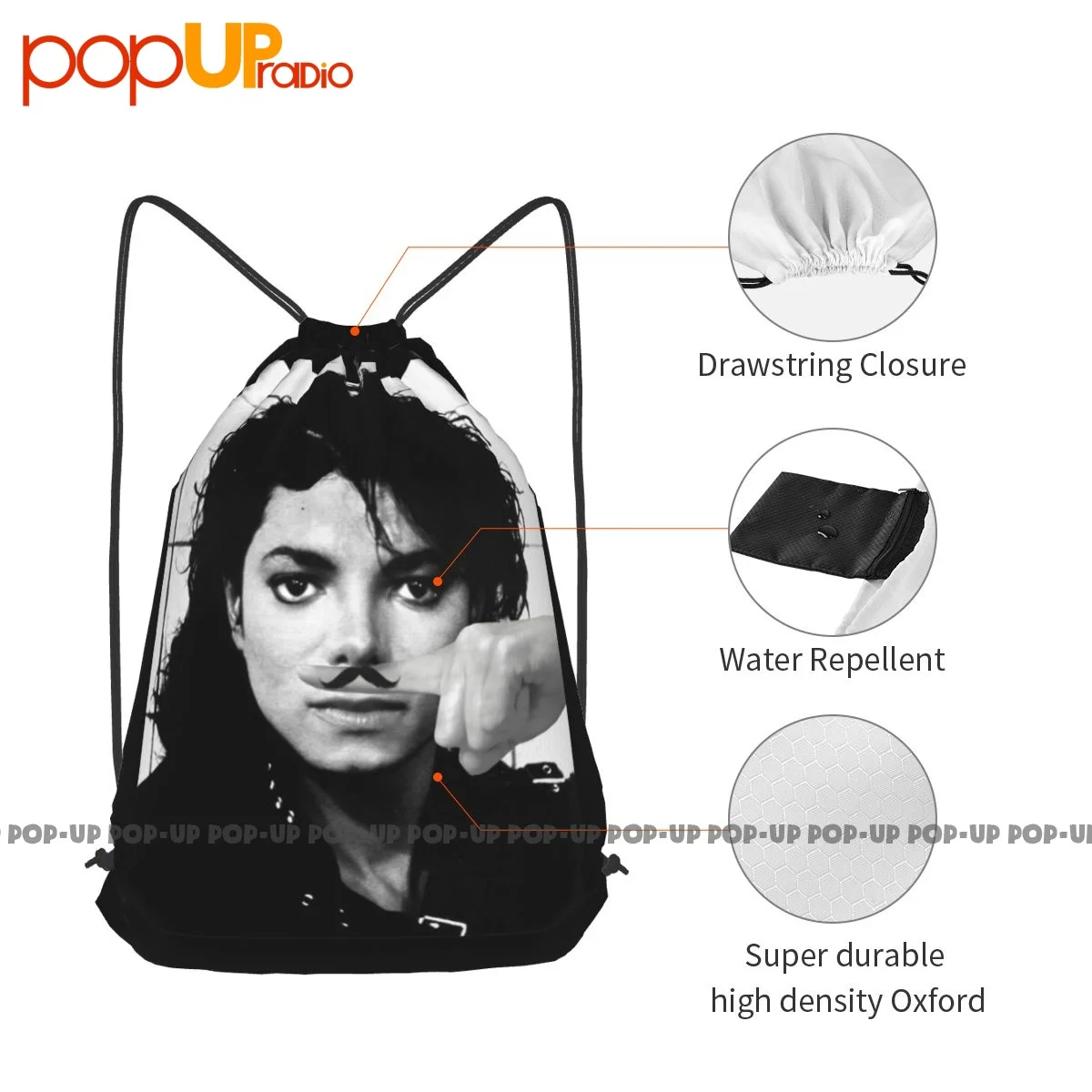 Michael Jackson Finger-mochila con cordón para bigote, mochila con antena Horizontal, bolsa deportiva