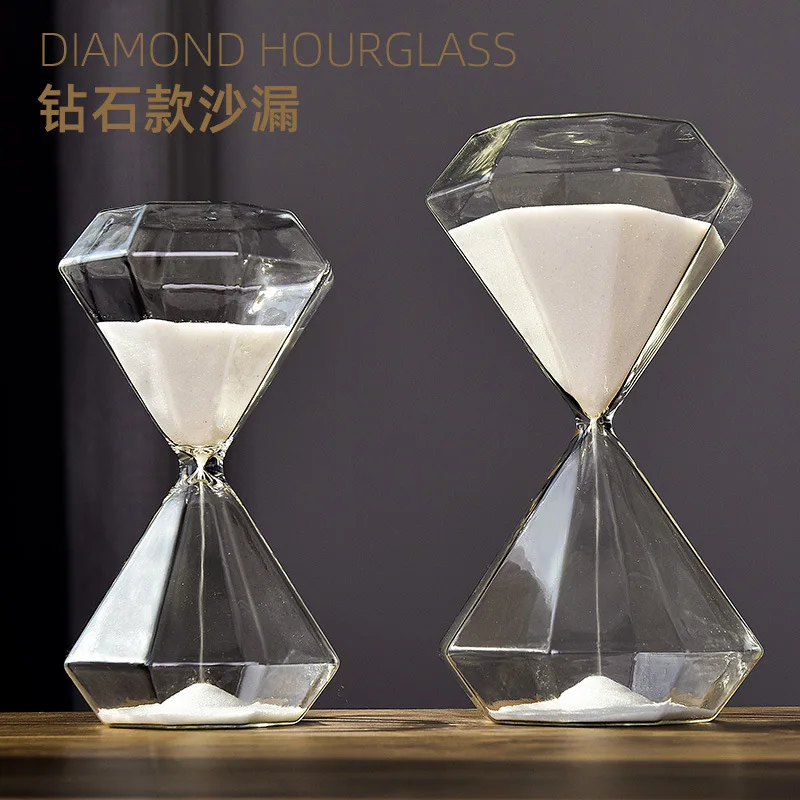 

Diamond Hourglass Hourglass for Office Desk Decoration, Timepiece, Home Furnishing Decor, Glass Timer, 5, 15, 30 Minute