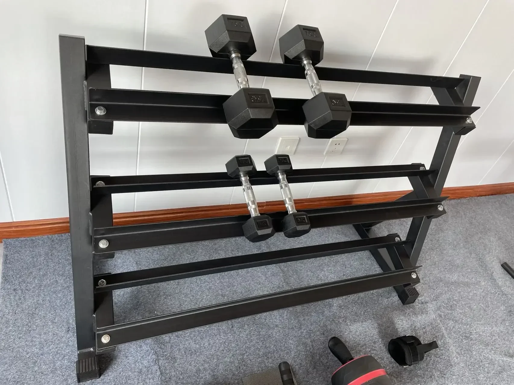 Hex Dumbbell Rack Stand Fitness Gym Equipment Storage Hex Round Dumbbell Set Metal Barbell Rack Placement Table Shelves for Home