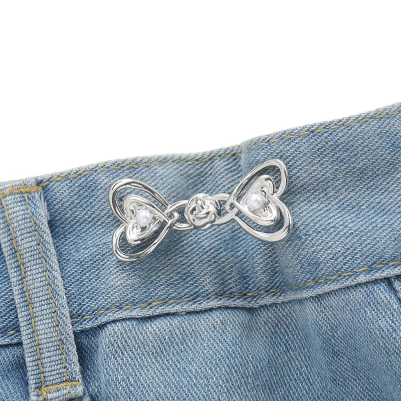 Y166 Herz Form Taille Straffen Knopf für Frauen Rock Hose Jeans Einstellbare Taille Clip Metall Pin Kleidung Befestigungs