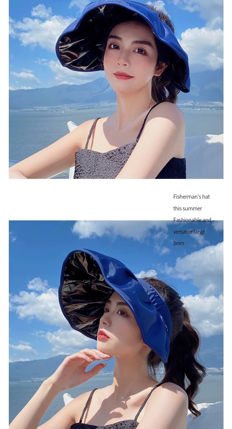 UPF50+ Sonnenblende-Hut, Dual-Use-Vollgesichts-Sonnenschutz, faltbares Stirnband für Strand, Wandern, Outdoor, Sommerhüte für Damen – Detail 13