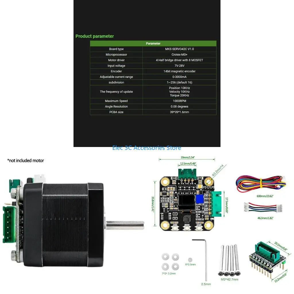 

Y51A Stepper Motor MKS SERVO42C PCBA Board Support 1-256 subdivision Closed-Loop