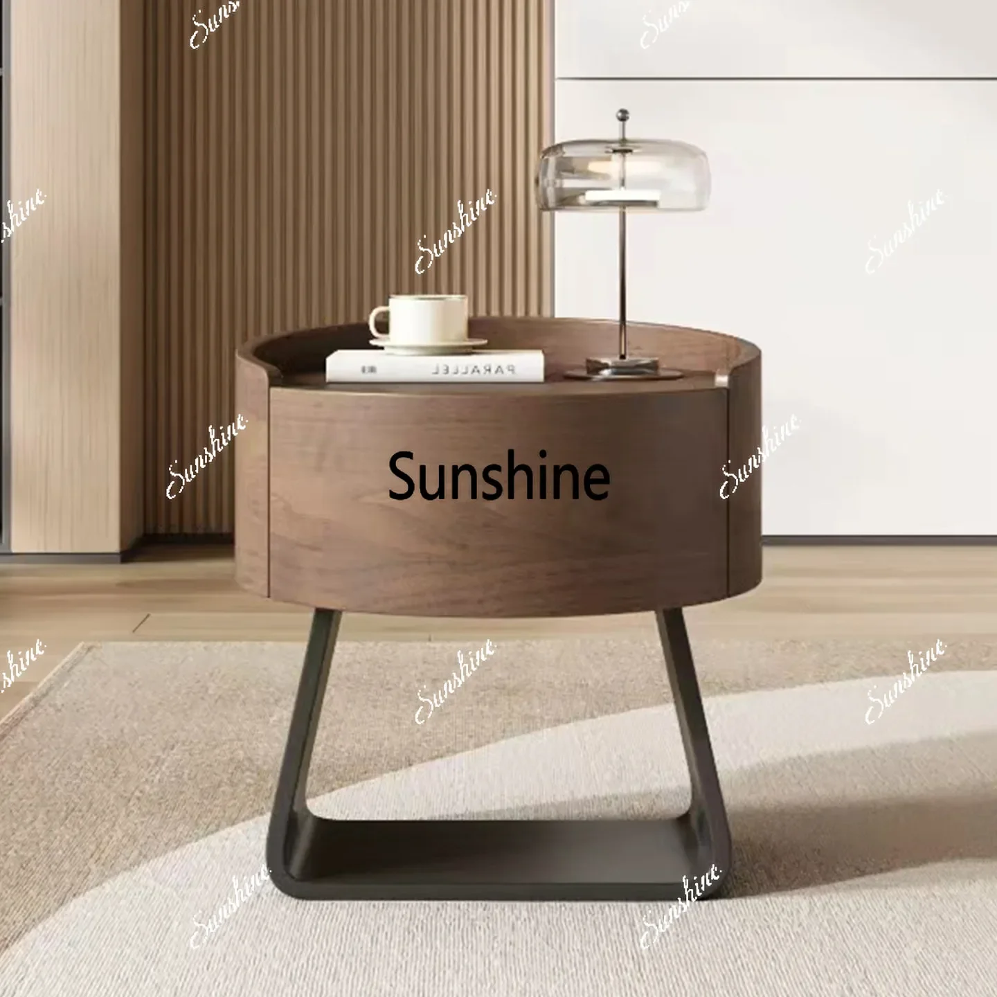 Light luxury high-grade solid wood paint bedside table Modern simple bedroom cabinetTJ