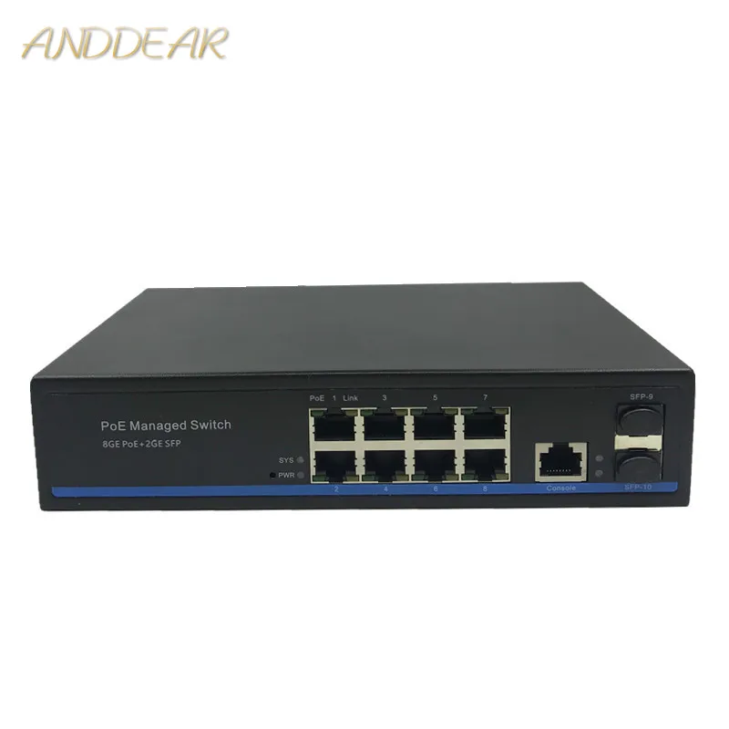 

Management 8 Port 10/100/1000Mbps PoE Ethernet Switch Managed Switch With 2 Gigabit SFP Slots IGMP VLAN Management PoE Switch