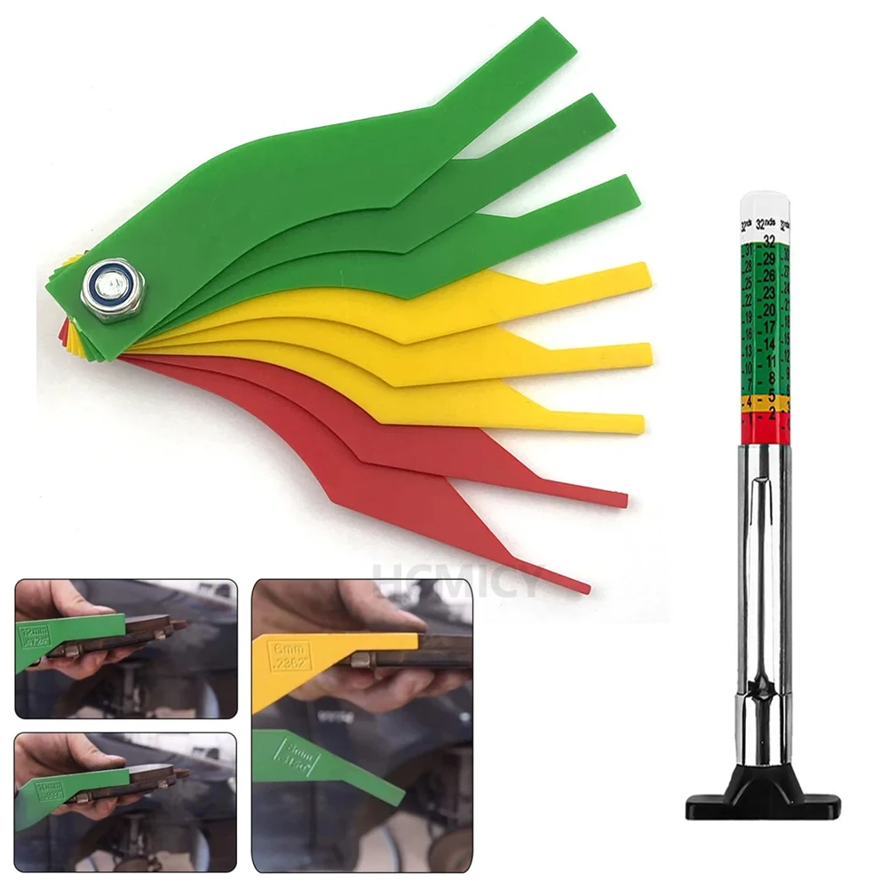2-teiliges Kfz-Bremsbelag-Set für Bremsbeläge, Dickenmessgerät, Messwerkzeug, Scheiben- und Trommelbremsbelag-Messgerät-Set, Autozubehör