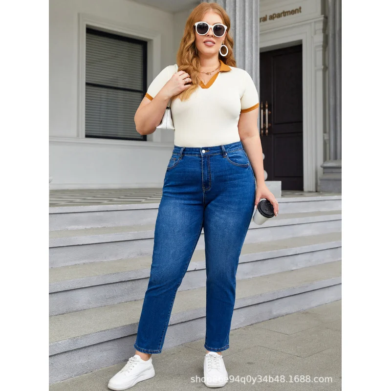 Grensoverschrijdende Europese En Amerikaanse Plus Size Denim Harembroek Fatmmslim Stretch Taps Toelopende Pantstemuamazonsheinspot Goederen