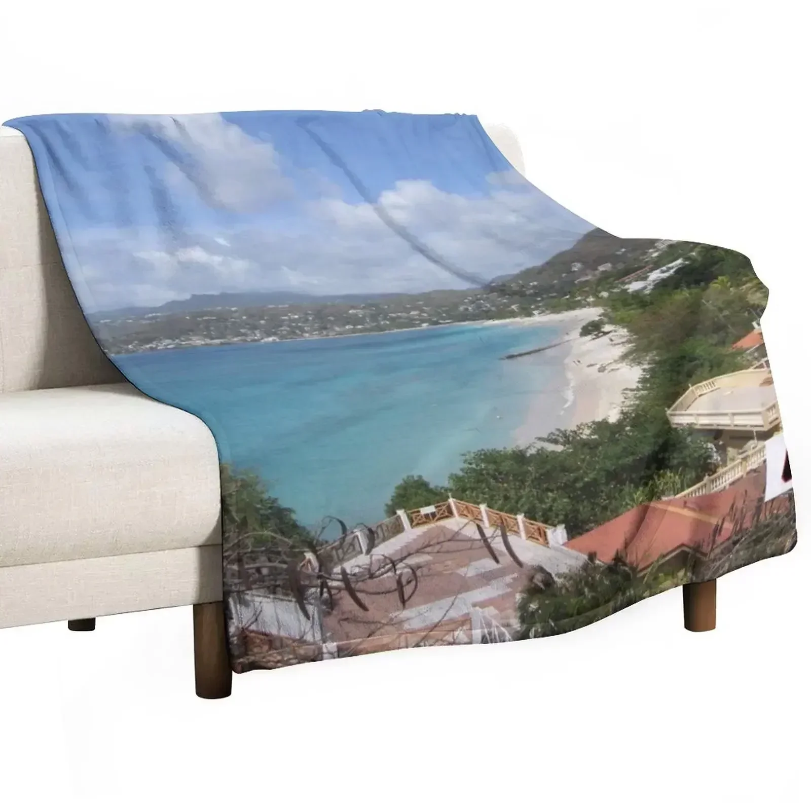 

Grenada's Beautiful Shore Line Throw Blanket Machine Washable Soft Warm Blanket