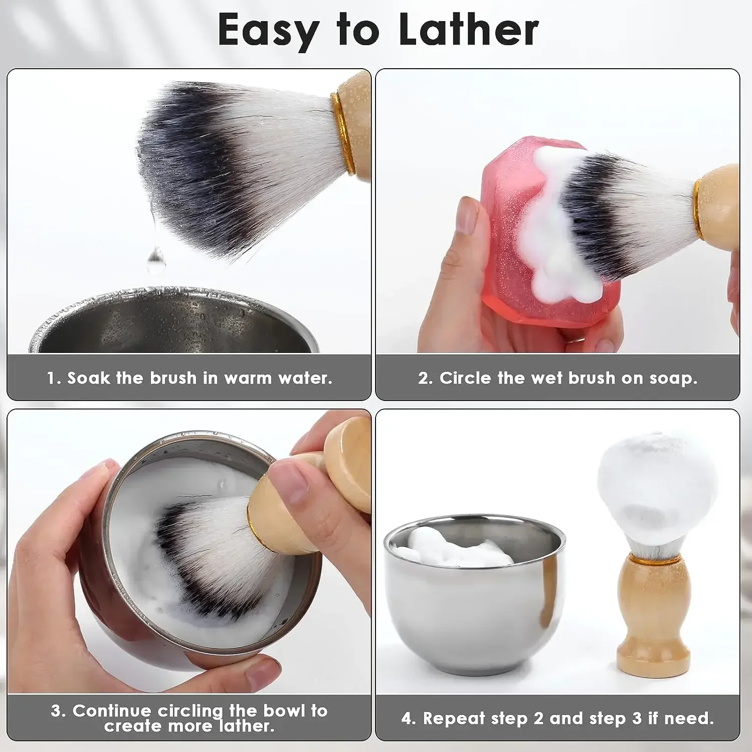 NEW Beauty Design Durable Men Shaving Bowl Mug Brush Soap Dish Stand Holder Portable Shaving Razor Beard Clean Shaver Kits Set