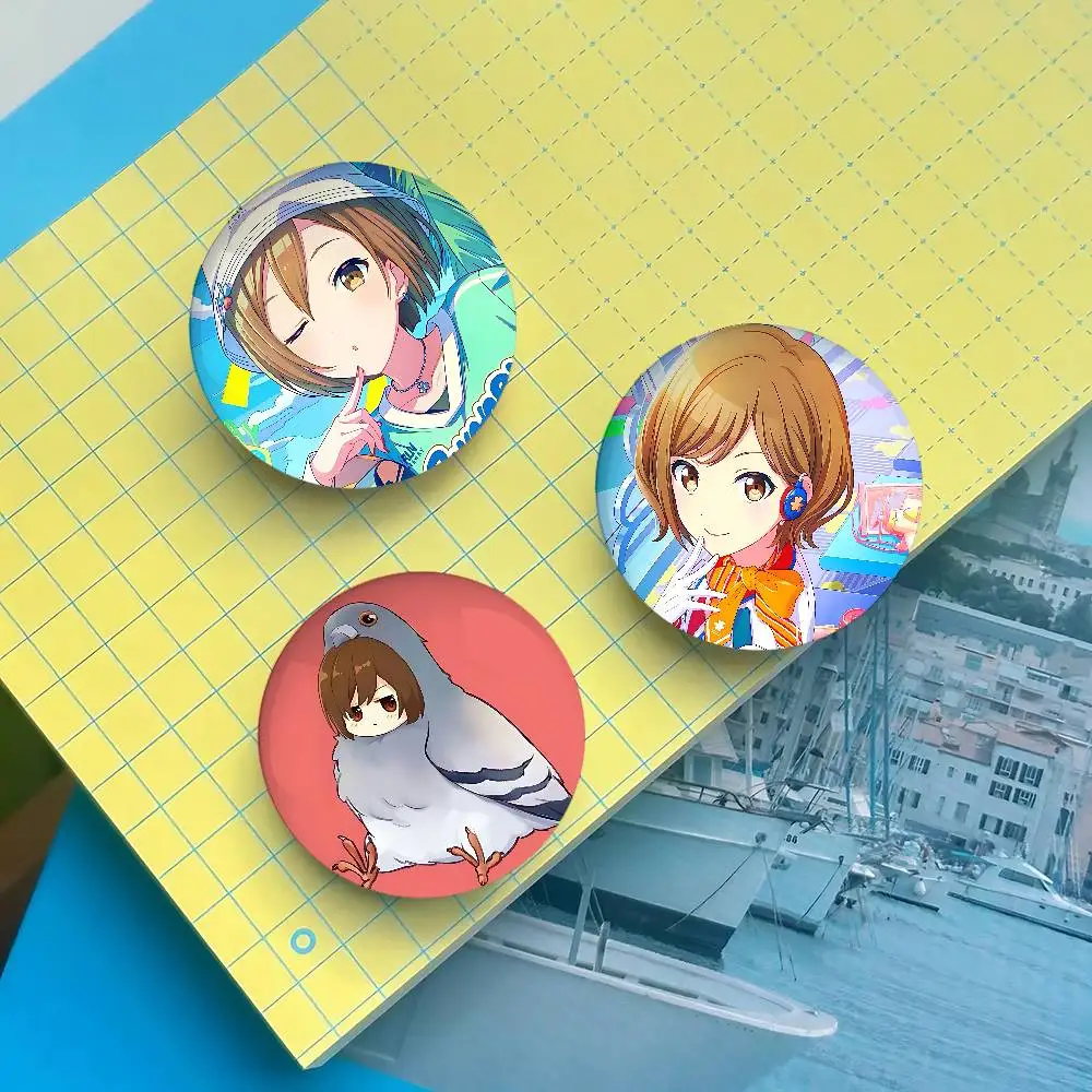 V-virtual Singer M-MEIKO Anime Round Laser Badge Cartoon Brooch Clothes Backpack Accessories Lapel