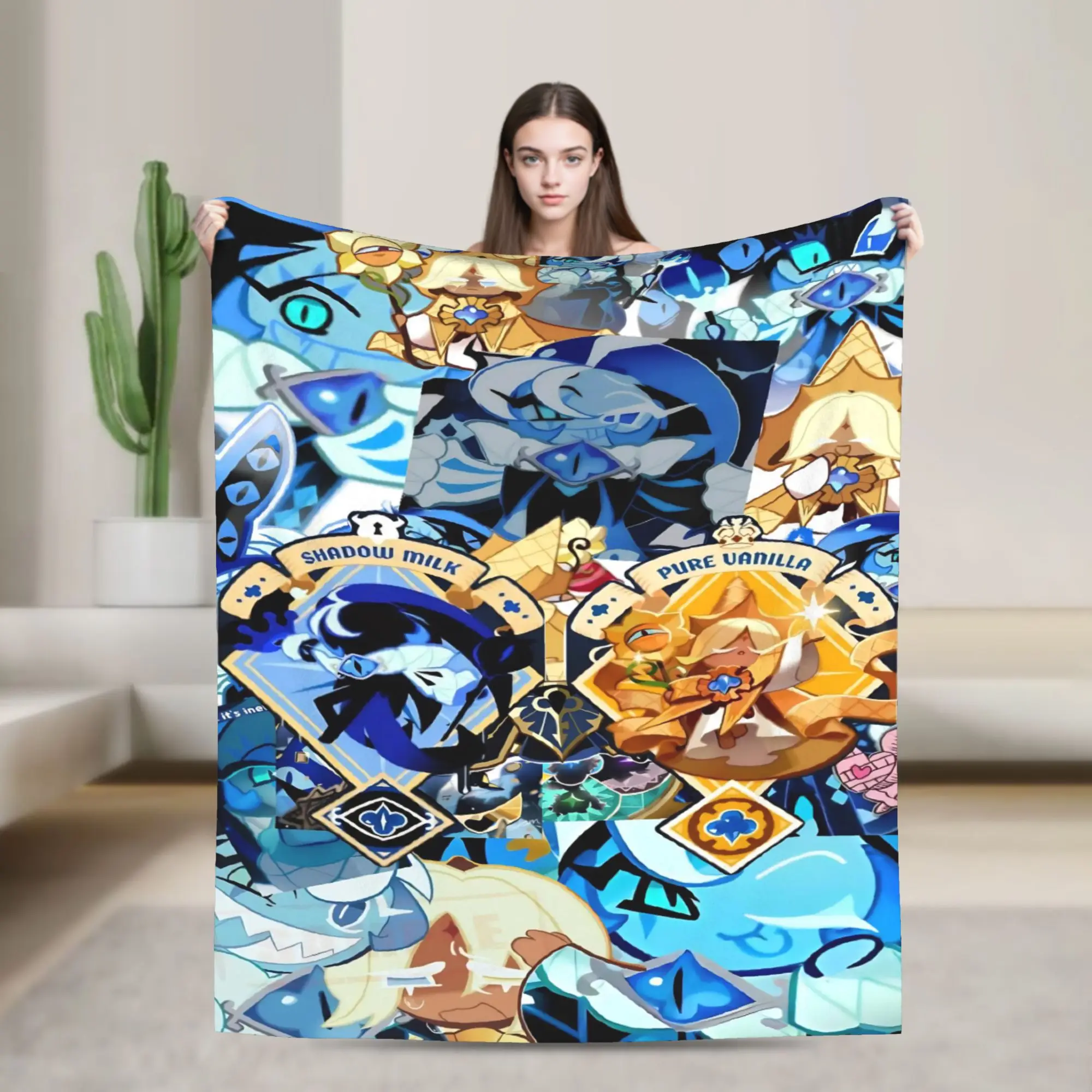 

Shadow Milk Cookie Cookie Run Game Warm Soft Blanket Plush Throw Blanket Funny Couch Chair Flannel Bedspread Sofa Bed Cover